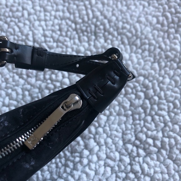 LOUIS VUITTON Small Black Satin and Leather Trim Monogram Boulogne Baguette - Picture 9 of 12